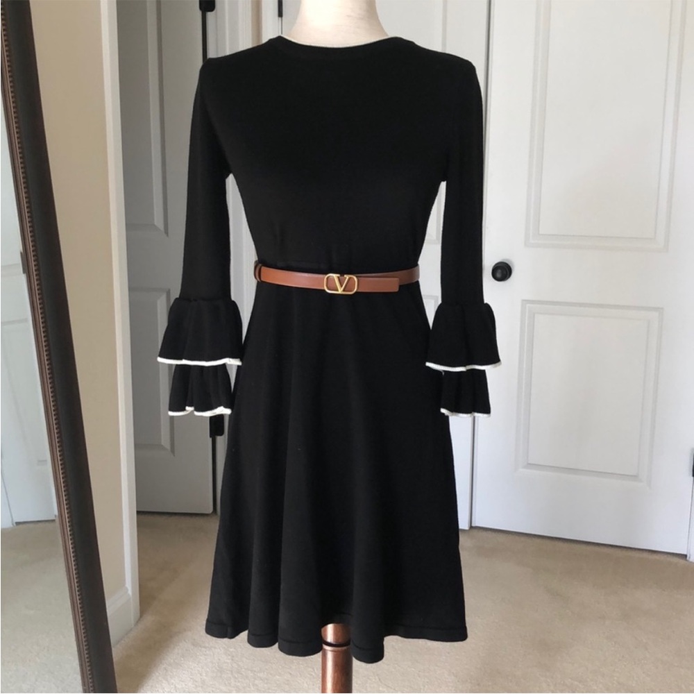 Vince Camuto Black Sweater Dress with Flared Sleeves